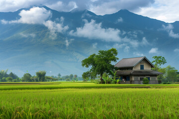 Fototapeta premium Tranquil House in a Mountain Valley