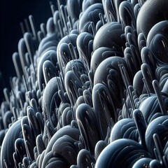 Obraz premium A close-up of a fluid, reflective metallic surface, blending solid form and liquid motion, creating a dynamic texture