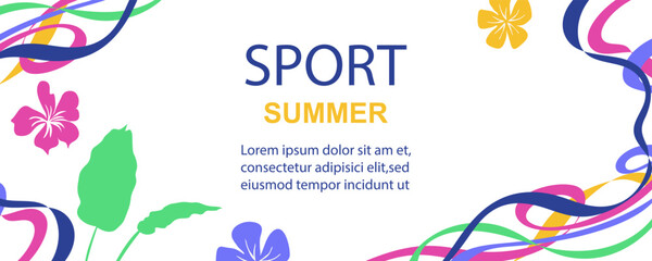 Sports summer background with colorful wavy stripes. 