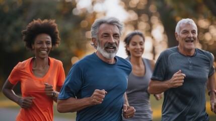 A group of people are running together in a park