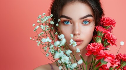 Fototapeta premium Beautiful Woman with Flowers