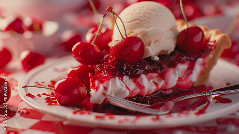 Sticker cheesecake with cherries