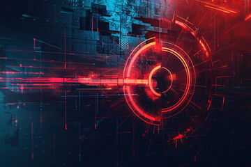 Abstract digital illustration presenting a continuous line drawing of a target symbol,