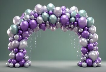 Fototapeta premium Set of classy vibrant colors balloon party garland arch in differnt shapes for birthday or any celebration file. Mockup template for artwork design