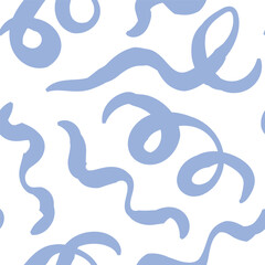 Seamless abstract pattern with squiggles and scribbles. Weaved curved lines. Chaotic ink scribbles decorative texture. Messy doodles, wavy and curly lines.