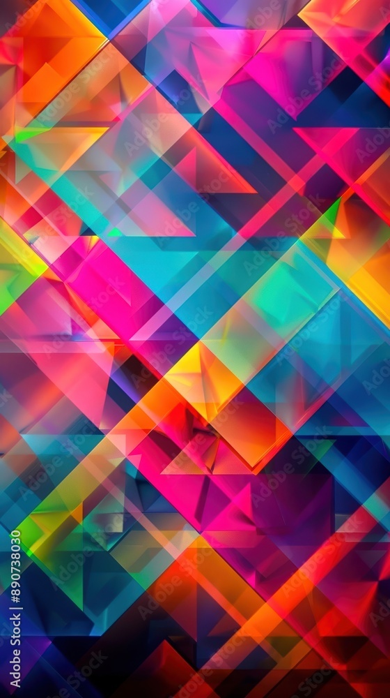 Poster colorful abstract geometric art. a vibrant and dynamic arrangement of colorful geometric shapes and 