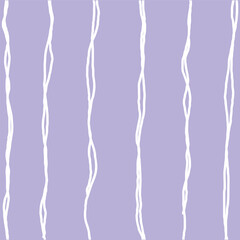 Fototapeta premium Decorative square pattern with hand drawn stripe shapes. Hand painted grungy ink doodles in white, lilac; purple; violet; lavender colors. Wavy curly lines print
