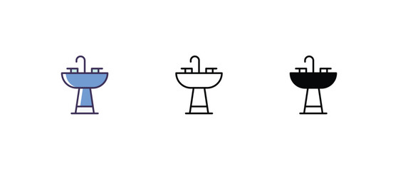 Bathroom Sink Icons thin line and glyph vector icon stock illustration