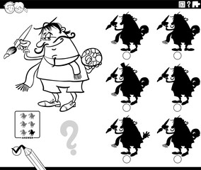 shadow game with cartoon painter artist coloring page