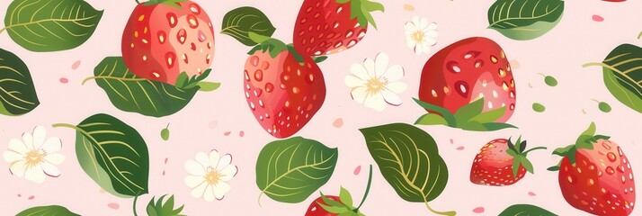 Seamless repetitive pattern background of strawberry fruit
