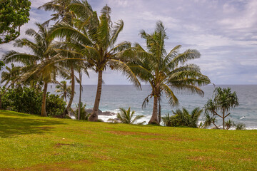 Obraz premium Exposure of the incredible Samoa's coastline, on the South Coast of the Island near Lotofaga