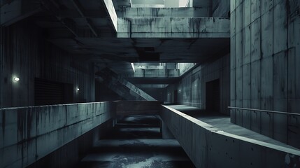 Fototapeta premium Concrete Maze: A Modernist Architectural Perspective