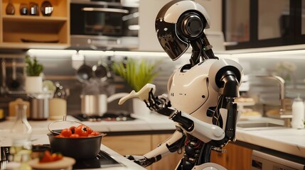 Fototapeta premium AI-Powered Robot Assistant A sleek humanoid robot assistant