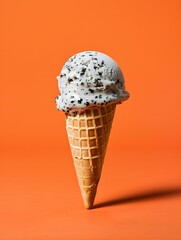 Anthracite Ice Cream Cone on an orange Background