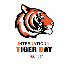 International Tiger Day with a tiger head illustration on an isolated background design.