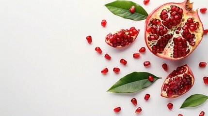 Fresh pomegranate fruit closeup view