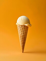 Gold Ice Cream Cone on an orange Background
