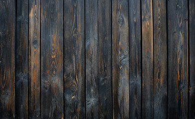 Naklejka premium Dark wooden planks forming a rustic and textured backdrop.