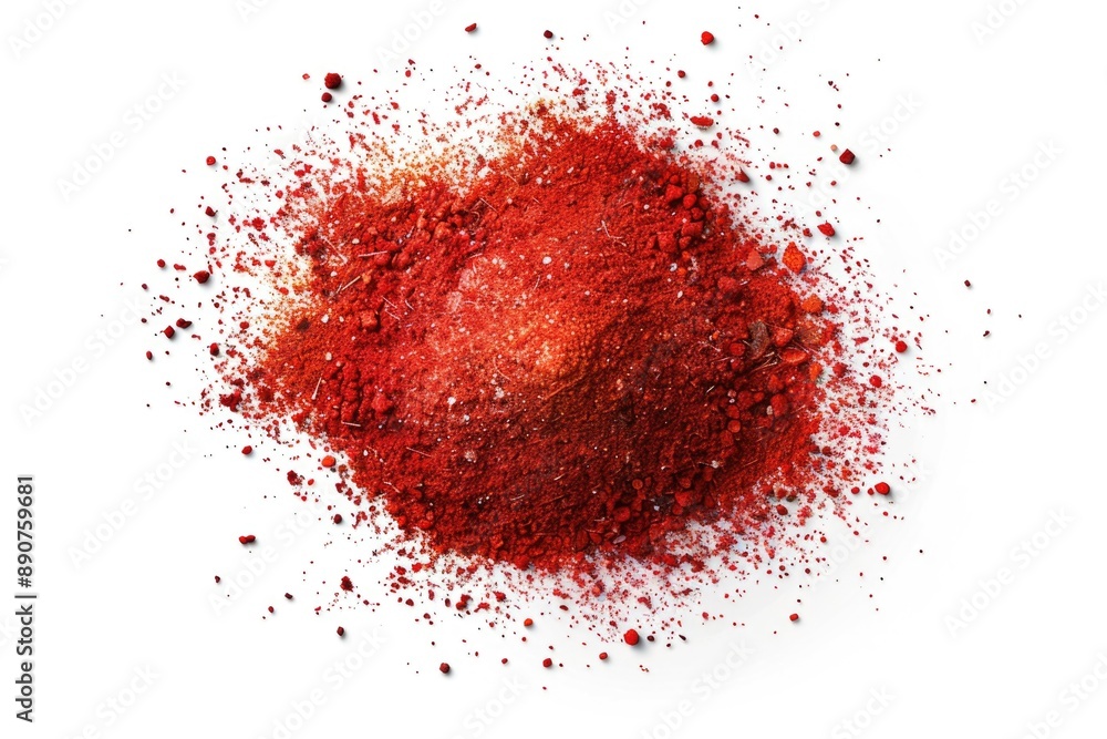 Poster a close-up shot of a pile of bright red powder on a white surface, perfect for use in scientific or 