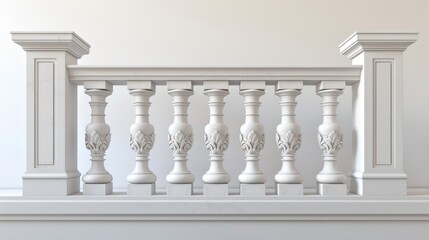 Fototapeta premium Classic balustrade on a white background. 