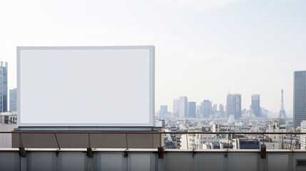 billboard mock-up in Paris with the sight of the Eiffel tower.