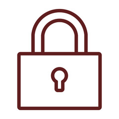 lock Vector Line Maroon Icon Design