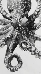 Obraz premium A close-up of an octopus's tentacles, drawn in graphite