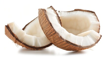 Isolated slice of coconut on a white background part of a collection