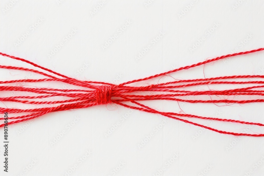 Poster A single red string tied to a white surface, often used as an accent or decoration