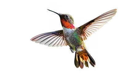 Obraz premium Beautiful Hummingbird in Flight on white background
