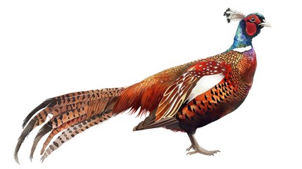 Colorful pheasant on white background