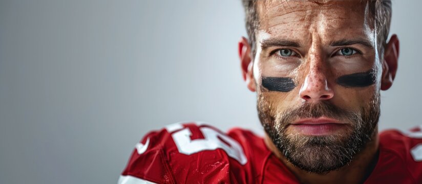 Close-Up Portrait of a Focused Football Player