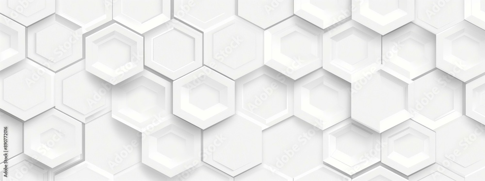 Wall mural White background with intricate geometric hexagon patterns creating a 3D effect.