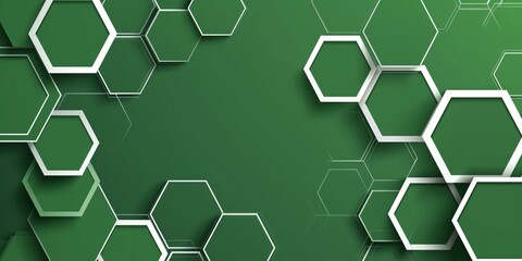 Fototapeta premium Green background with overlapping white hexagons.