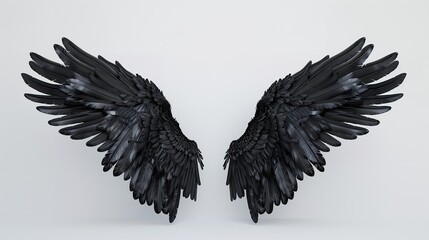 black wings design, realistic isolated and centered on a white background