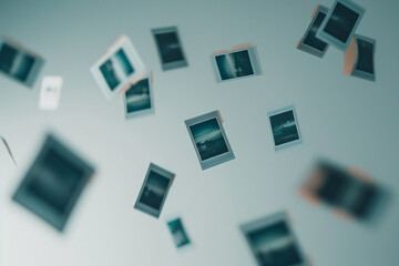 Photos polaroïd volant en l'air