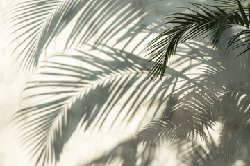 Obraz premium .Shadows of palm fronds on a light surface, creating a tropical and relaxed ambiance