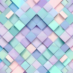 Abstract delicate geometric shapes in pastel tones. Background of squares and diamonds.