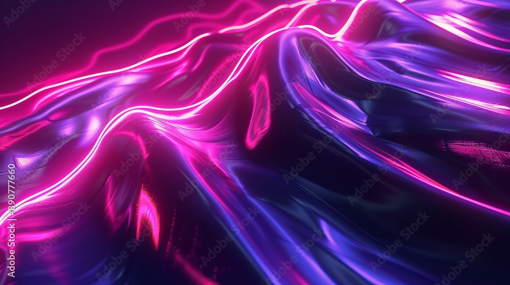 Poster 3d rendering featuring glowing lines and neon lights in an abstract psychedelic background character