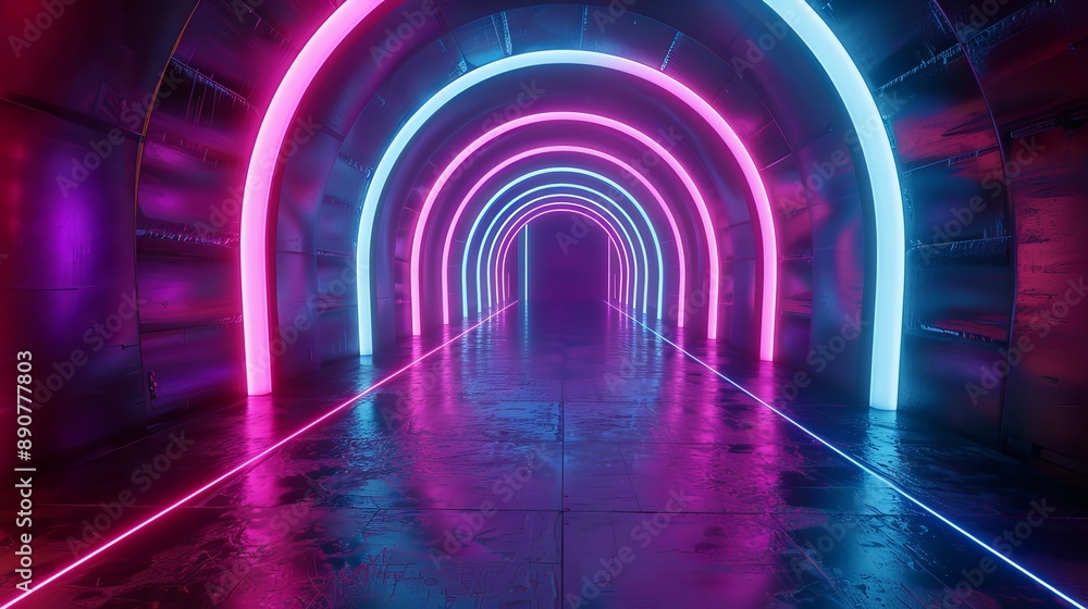 Aufkleber 3d rendering featuring glowing lines and neon lights in an abstract psychedelic background character