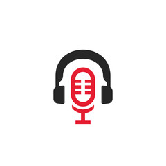 podcast headphone microphone logo design