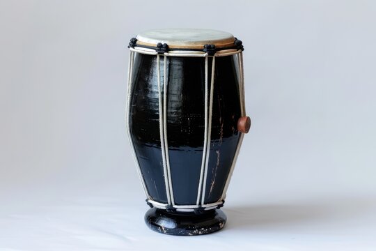 Black conga drum against white background