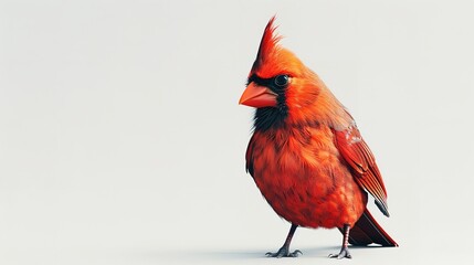 Northern Cardinal standing against white background.