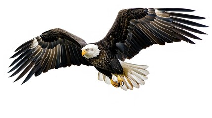 Fototapeta premium a bald eagle flying with its wings spread