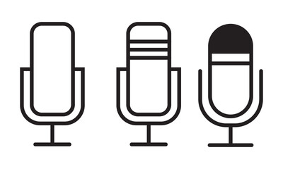 Microphone icon set. Different microphone collection. Media and Web icons in line style.