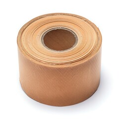 Paper Tape Roll. Brown Parcel Tape on White Background with Sticky Adhesive