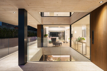 Modern luxury home interior blending outdoors and indoors