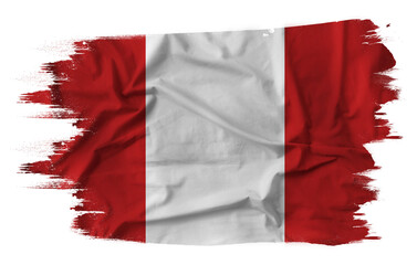 Peru flag on brush paint stroke.