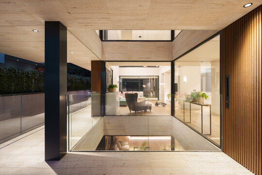 Modern luxury home interior blending outdoors and indoors