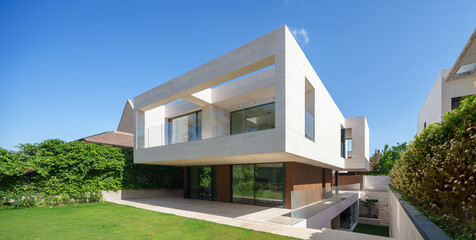 Modern luxury house showcasing 21st-century architectural design